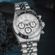 Davosa Watch  Ternos Professional Chronograph White Dial Penta Link Bracelet Watch