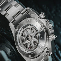 Davosa Watch  Ternos Professional Chronograph White Dial Tri Link Bracelet Watch