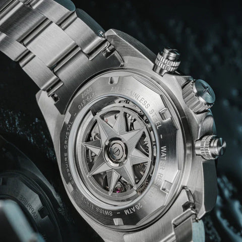 Davosa Watch  Ternos Professional Chronograph White Dial Tri Link Bracelet Watch
