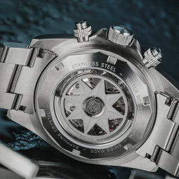 Davosa Watch  Ternos Professional Chronograph White Dial Tri Link Bracelet Watch