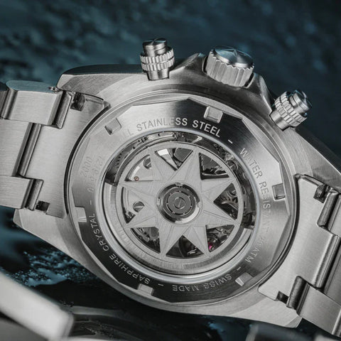 Davosa Watch  Ternos Professional Chronograph White Dial Tri Link Bracelet Watch