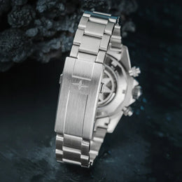 Davosa Watch  Ternos Professional Chronograph White Dial Tri Link Bracelet Watch