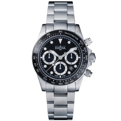 Davosa Watch  Ternos Professional Chronograph Black Dial Tri Link Bracelet Watch