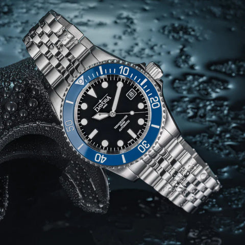 Davosa Watch  Ternos Diver Black and Blue Dial Bezel Penta Link