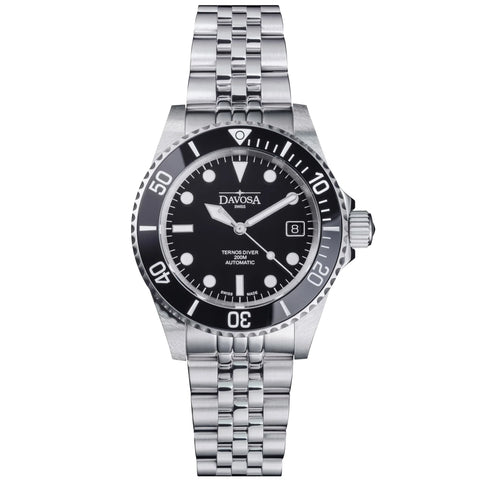 Davosa Watch  Ternos Diver Black Dial Penta Link Bracelet