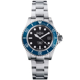 Davosa Watch  Ternos Diver Black and Blue Bezel Tri Link