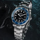 Davosa Watch  Ternos Diver Black and Blue Bezel Tri Link