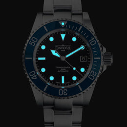 Davosa Watch  Ternos Diver Black and Blue Bezel Tri Link