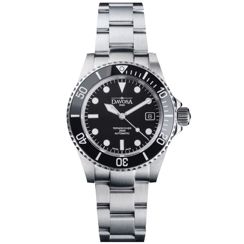 Davosa Watch  Ternos Diver Black Dial Tri Link