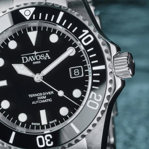 Davosa Watch  Ternos Diver Black Dial Tri Link