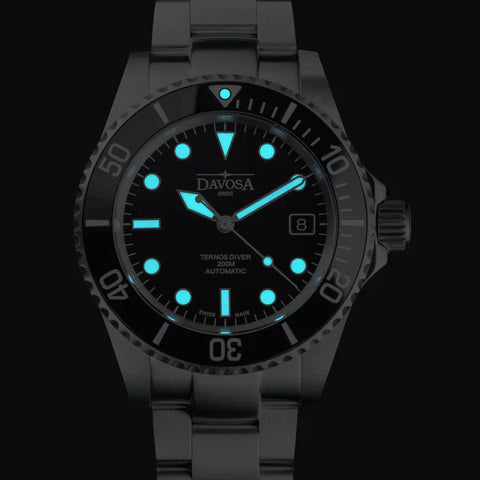 Davosa Watch  Ternos Diver Black Dial Tri Link