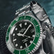 Davosa Watch  Ternos Diver Black and Green Dial Bezel Tri Link