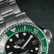 Davosa Watch  Ternos Diver Black and Green Dial Bezel Tri Link