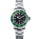 Davosa Watch  Ternos Diver Black and Green Dial Bezel Tri Link
