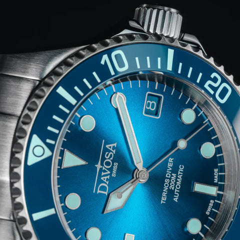 Davosa Watch Ternos Diver Blue Lagoon Tri Link Limited Edition