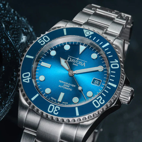 Davosa Watch Ternos Diver Blue Lagoon Tri Link Limited Edition