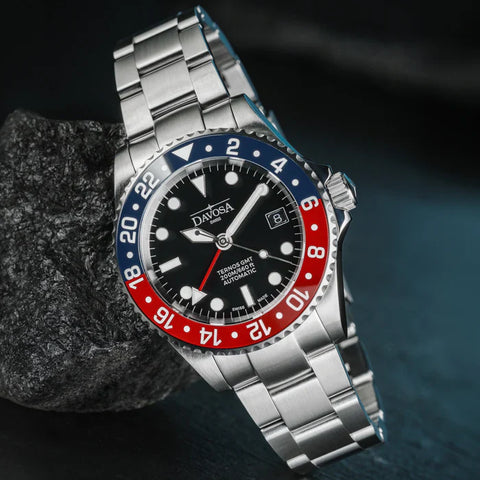 Davosa Watch  Ternos GMT Red and Blue Tri Link