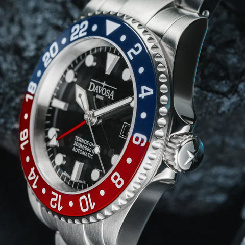Davosa Watch  Ternos GMT Red and Blue Tri Link