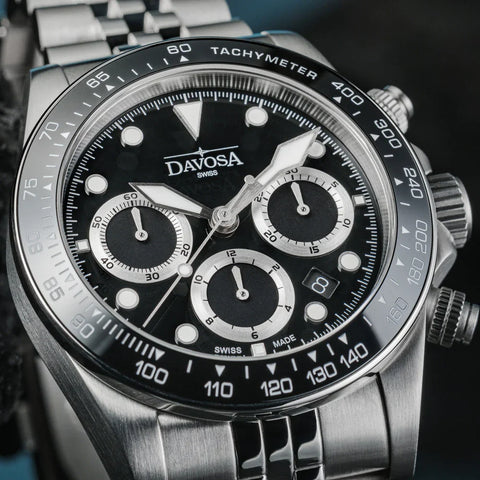 Davosa Ternos Professional Chronograph Black Dial Penta Link Watch