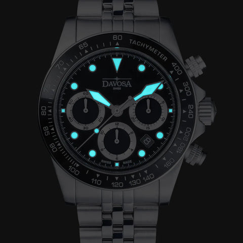 Davosa Ternos Professional Chronograph Black Dial Penta Link Watch