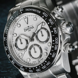 Davosa Ternos Professional Chronograph White Dial Tri Link Watch