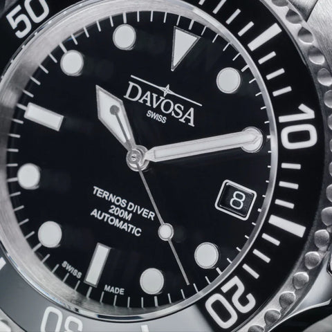 Davosa Ternos Diver Black Dial Tri Link Watch