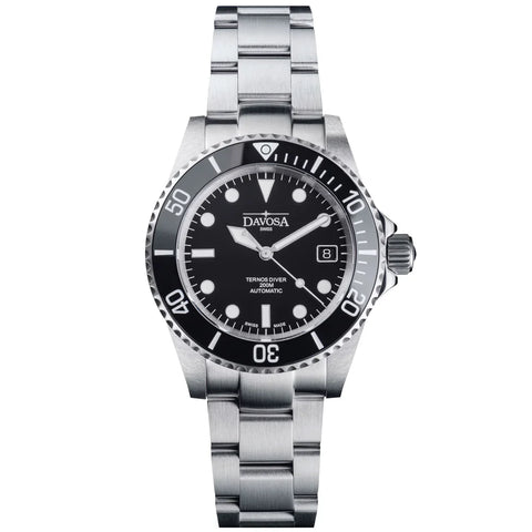 Davosa Ternos Diver Black Dial Tri Link Watch