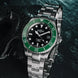 Davosa Ternos Diver Black Dial Green Bezel Tri Link Watch