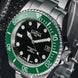 Davosa Ternos Diver Black Dial Green Bezel Tri Link Watch