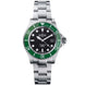 Davosa Ternos Diver Black Dial Green Bezel Tri Link Watch