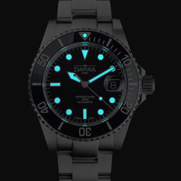 Davosa Ternos Diver with Loupe Tri Link Black Dial Watch