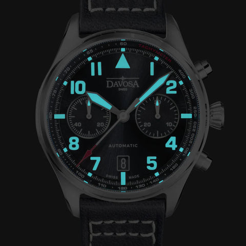 Davosa Newton Chronograph Leather Strap Watch