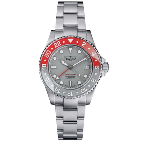 Davosa Ternos GMT Lucent Grey Red TriaLink Bracelet Watch