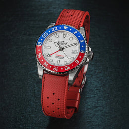 Davosa Ternos GMT Lucent Blue Red Red Rubber Watch
