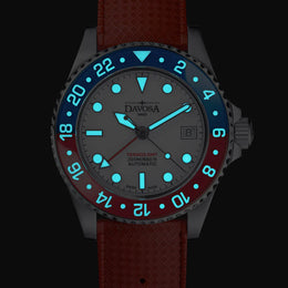Davosa Ternos GMT Lucent Blue Red Red Rubber Watch