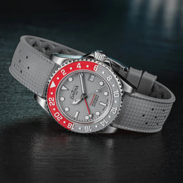 Davosa Ternos GMT Lucent Grey Red Grey Rubber Watch