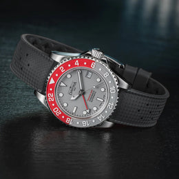 Davosa Ternos GMT Lucent Grey Red Black Rubber Watch