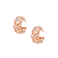 Faberge Treillage 18ct Brushed Rose Gold Diamond Hoop Earrings