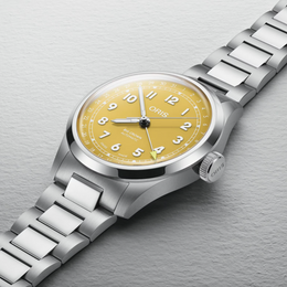 Oris Big Crown Pointer Date Yellow Watch with steel bracelet, steel case