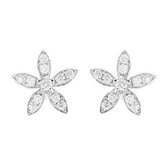 18ct White Gold 0.25ct Diamond Flower Petal Stud Earrings E2004