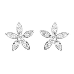 18ct White Gold 0.25ct Diamond Flower Petal Stud Earrings E2004