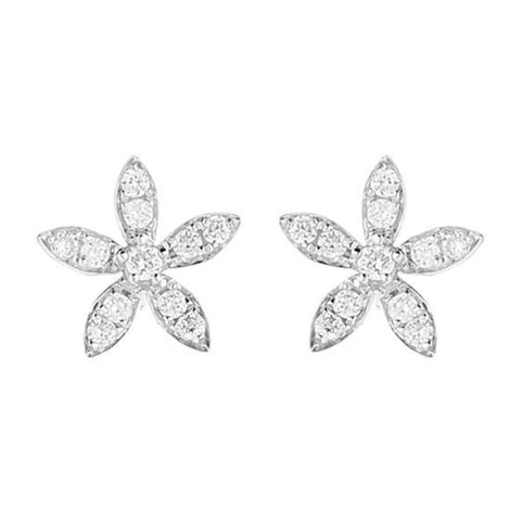 18ct White Gold 0.25ct Diamond Flower Petal Stud Earrings E2004
