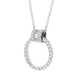 18ct White Gold 0.12 Diamond 0.35 Diamond Circle Bag Barrell Top Pendant & Chain
