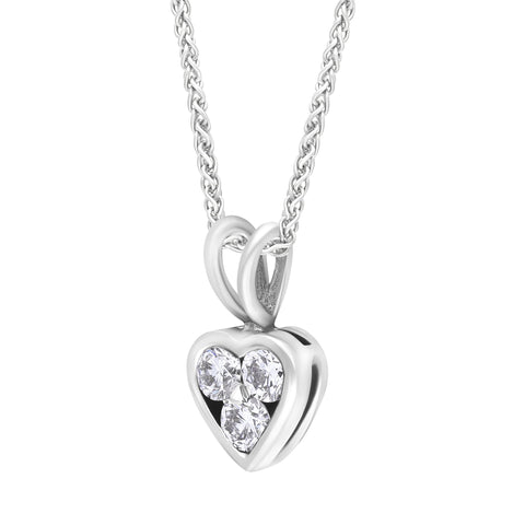 18ct White Gold 0.21ct Diamond Heart Necklace