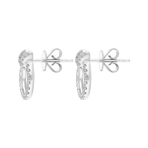 18ct White Gold 0.23 Diamond 0.39 Diamond Circle Bag Barrell Top Earrings