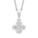 18ct White Gold .25 4 Stone Cluster Diamond Pendant & Chain