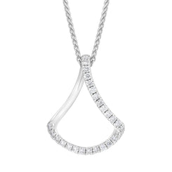 18ct White Gold 0.28 Diamond Open Bell Shape Pendant & Chain