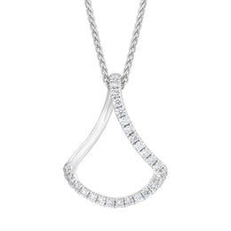 18ct White Gold 0.28 Diamond Open Bell Shape Pendant & Chain