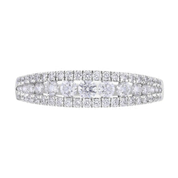 18ct White Gold 0.77 Diamond 3 Row Grad Claw Set Eternity Ring