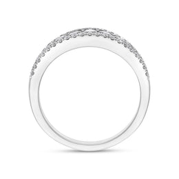 18ct White Gold 0.77 Diamond 3 Row Grad Claw Set Eternity Ring